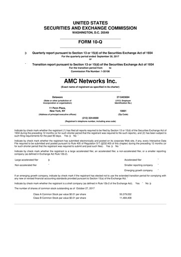 Thumbnail AMC Networks
 10-Q Quarterly Report FY2017 