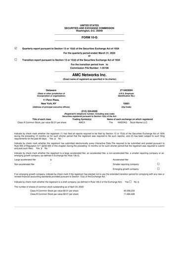 Thumbnail AMC Networks
 10-Q Quarterly Report FY2020 