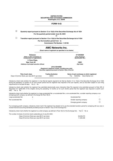 Thumbnail AMC Networks
 10-Q Quarterly Report FY2023 