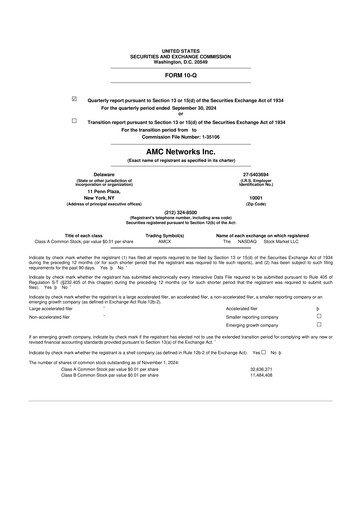 Thumbnail AMC Networks
 10-Q Quarterly Report FY2024 