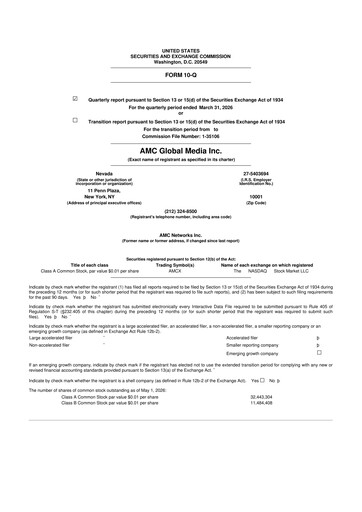 Thumbnail AMC Networks
 10-Q Quarterly Report FY 
