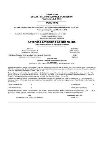 Vorschaubild Arq Inc. 10-Q Quartalsbericht 2016 