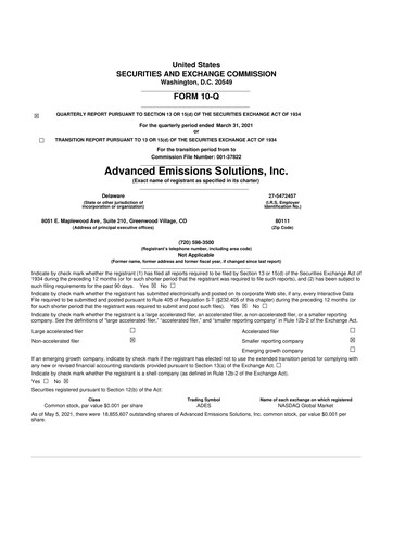 Vorschaubild Arq Inc. 10-Q Quartalsbericht 2021 