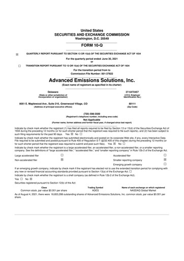 Vorschaubild Arq Inc. 10-Q Quartalsbericht 2021 