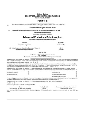 Vorschaubild Arq Inc. 10-Q Quartalsbericht 2021 