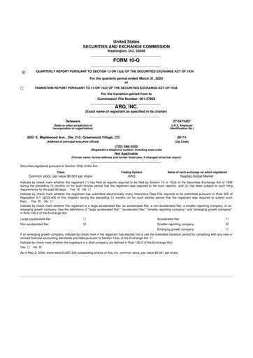 Vorschaubild Arq Inc. 10-Q Quartalsbericht 2024 