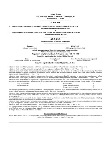 Thumbnail Arq Inc. 10-K Annual Report 2025