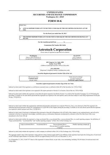 Thumbnail Astrotech 10-K Annual Report 2012