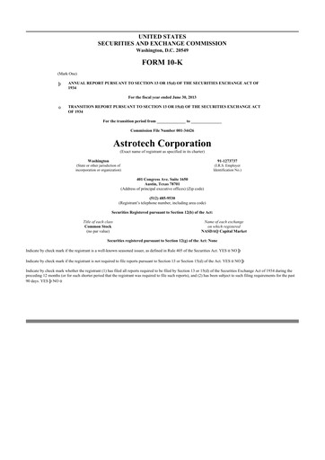 Thumbnail Astrotech 10-K Annual Report 2013