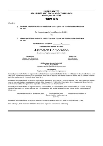 Miniature Astrotech 10-Q Rapport trimestriel 2014 