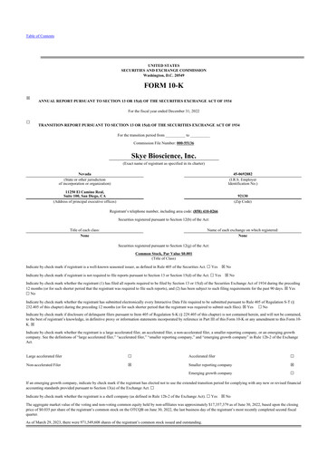 Thumbnail Skye Bioscience 10-K Annual Report 2022