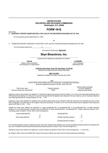 Miniature Skye Bioscience 10-Q Rapport trimestriel 2024 