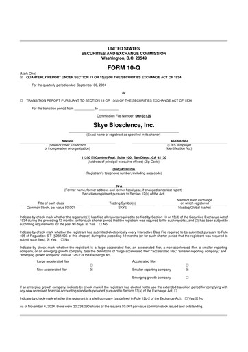 Miniature Skye Bioscience 10-Q Rapport trimestriel 2024 