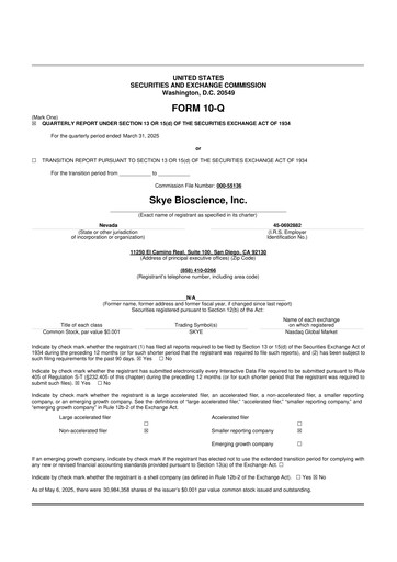 Miniature Skye Bioscience 10-Q Rapport trimestriel 2025 