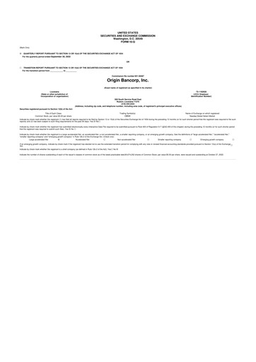 Vorschaubild Origin Bancorp 10-Q Quartalsbericht 2022 