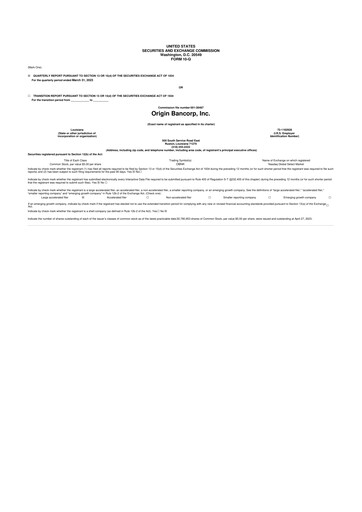 Vorschaubild Origin Bancorp 10-Q Quartalsbericht 2023 