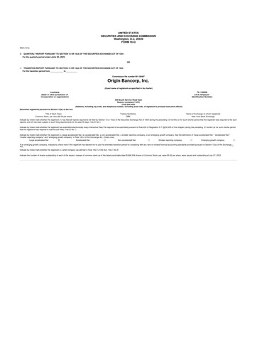 Vorschaubild Origin Bancorp 10-Q Quartalsbericht 2023 