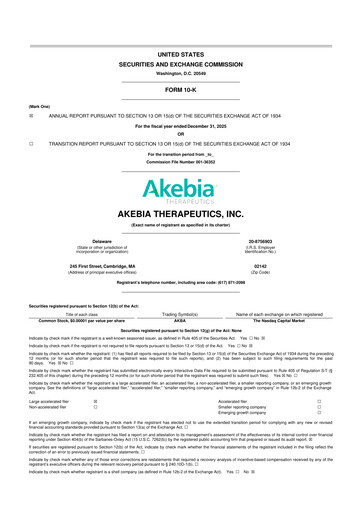 Miniature Akebia Therapeutics 10-K Rapport annuel 2025