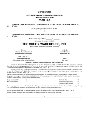 Thumbnail Chefs' Warehouse 10-Q Quarterly Report FY2019 