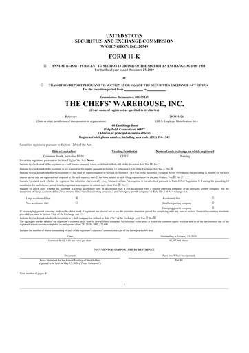 Thumbnail Chefs' Warehouse 10-K Annual Report 2019