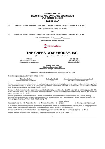 Thumbnail Chefs' Warehouse 10-Q Quarterly Report FY2024 