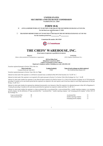 Thumbnail Chefs' Warehouse 10-K Annual Report 2024