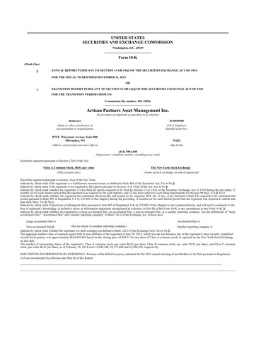 Thumbnail Artisan Partners 10-K Annual Report 2013