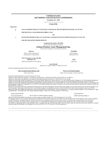 Thumbnail Artisan Partners 10-K Annual Report 2014