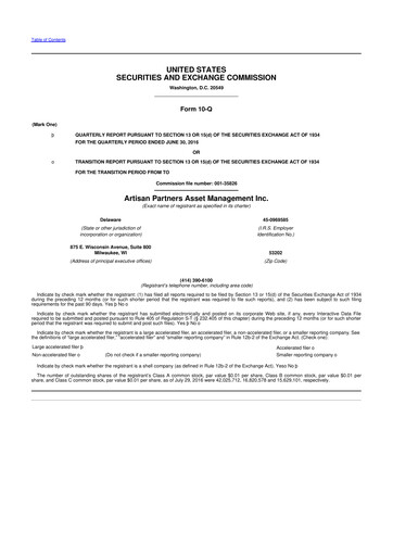 Thumbnail Artisan Partners 10-Q Quarterly Report FY2016 