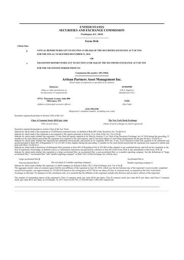 Thumbnail Artisan Partners 10-K Annual Report 2016