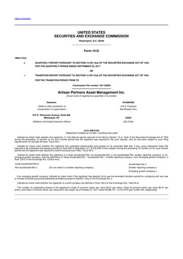 Thumbnail Artisan Partners 10-Q Quarterly Report FY2017 