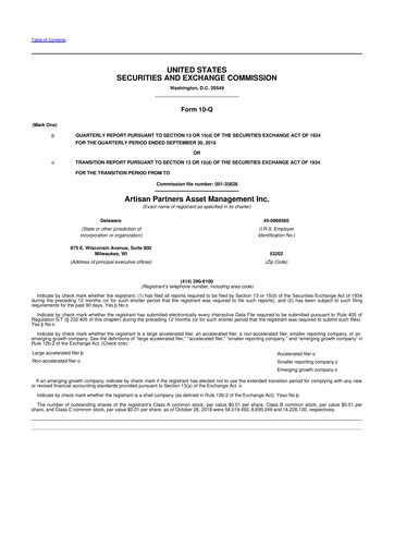 Thumbnail Artisan Partners 10-Q Quarterly Report FY2018 