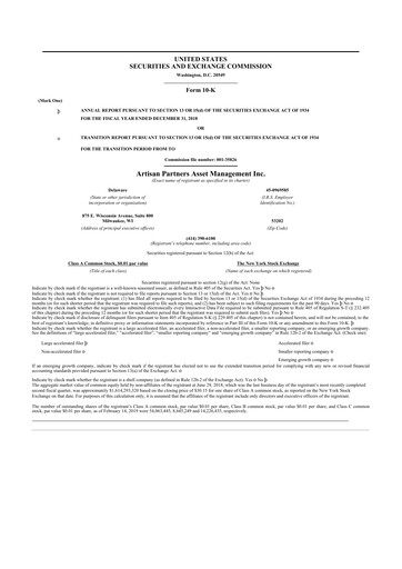 Thumbnail Artisan Partners 10-K Annual Report 2018