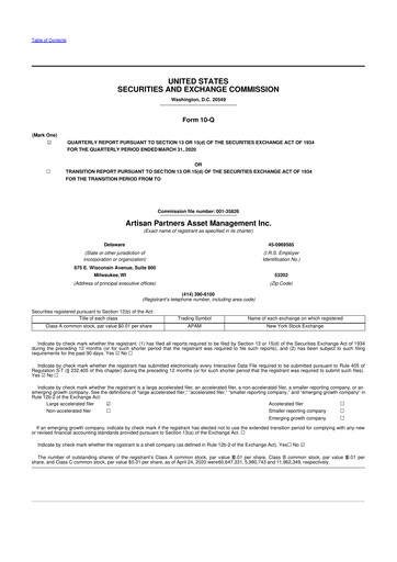 Thumbnail Artisan Partners 10-Q Quarterly Report FY2020 