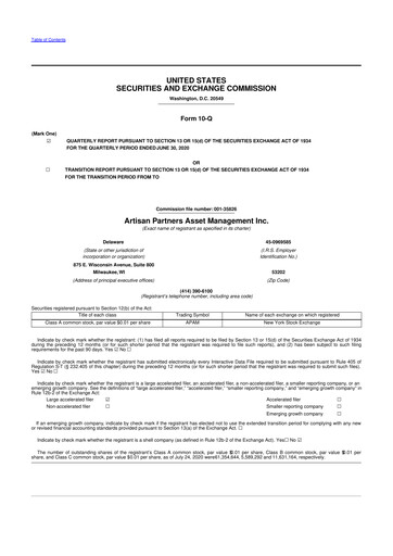 Thumbnail Artisan Partners 10-Q Quarterly Report FY2020 