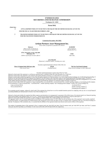 Thumbnail Artisan Partners 10-K Annual Report 2020