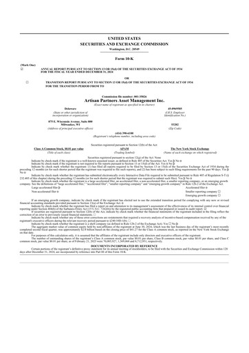 Thumbnail Artisan Partners 10-K Annual Report 2024