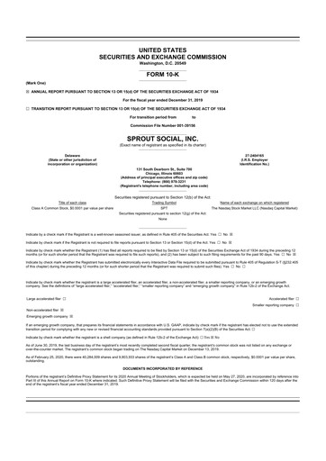 Thumbnail Sprout Social
 10-K Annual Report 