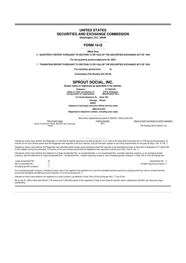 Thumbnail Sprout Social
 10-Q Quarterly Report FY2023 