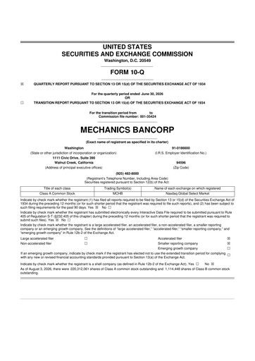 Thumbnail Mechanics Bancorp 10-Q Quarterly Report FY2026 