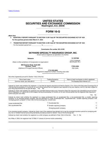 Thumbnail Skyward Specialty Insurance Group 10-Q Quarterly Report FY2023 