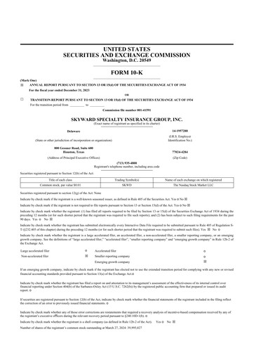Thumbnail Skyward Specialty Insurance Group 10-K Annual Report 2023