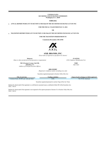 Miniature AXIL Brands 10-K Rapport annuel 2024