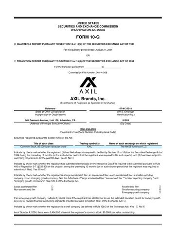 Thumbnail AXIL Brands 10-Q Quarterly Report FY2024 