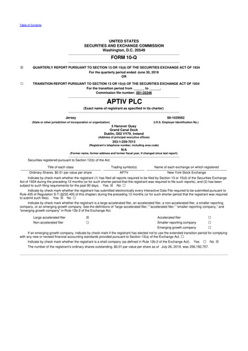 Thumbnail Aptiv 10-Q Quarterly Report FY2019 