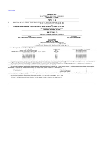 Thumbnail Aptiv 10-Q Quarterly Report FY2021 