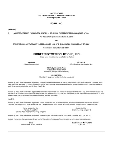 Thumbnail Pioneer Power Solutions 10-Q Quarterly Report FY2012 