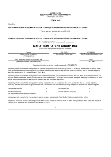 Vorschaubild MARA Holdings
 10-Q Quartalsbericht 2013 