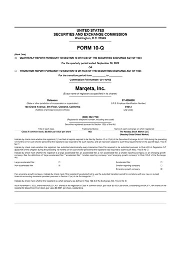 Thumbnail Marqeta 10-Q Quarterly Report FY2022 