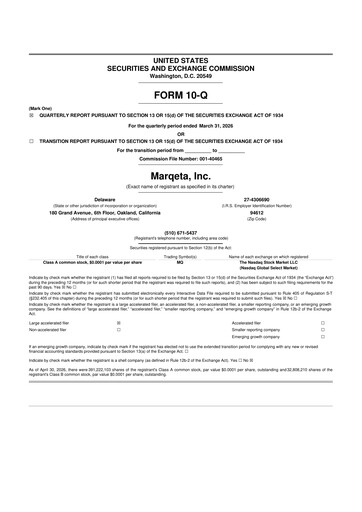 Miniature Marqeta 10-Q Rapport trimestriel  